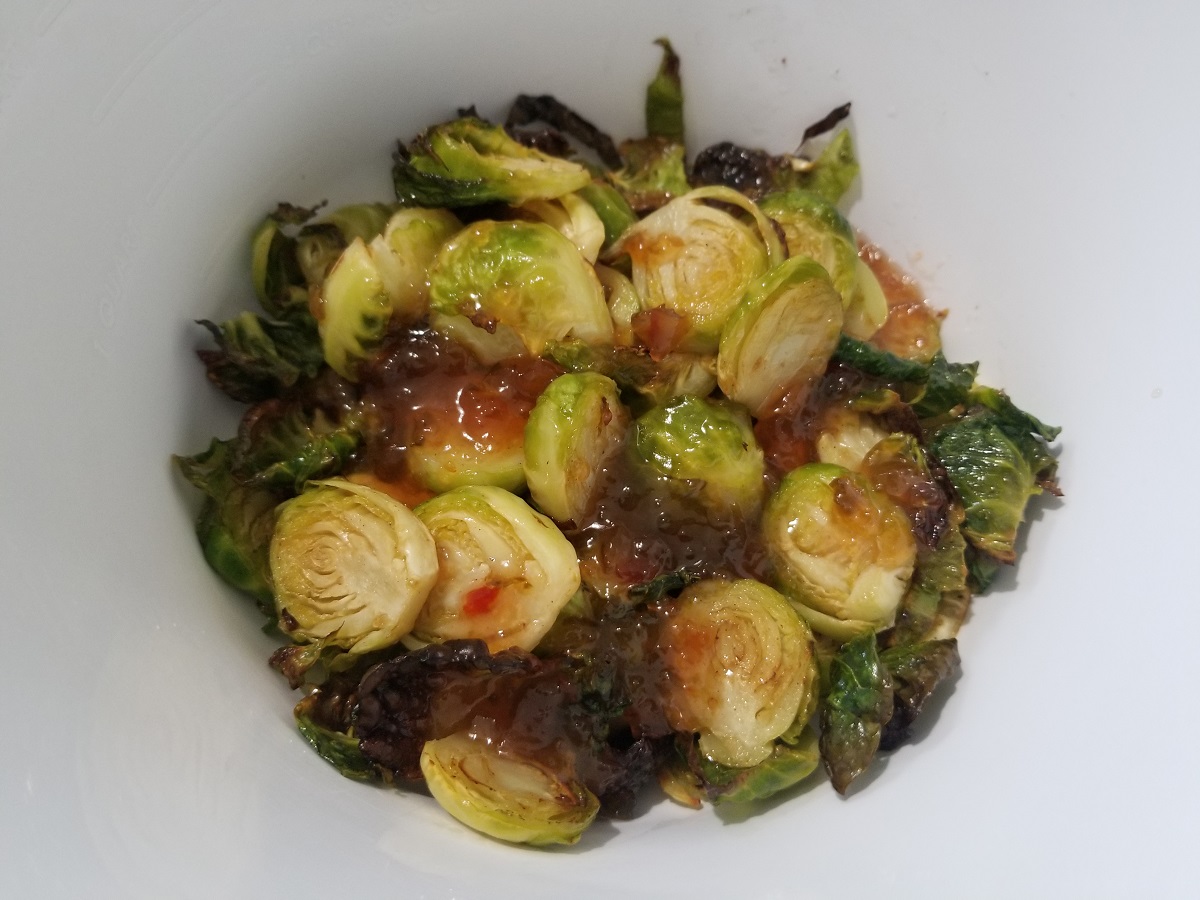 Baked Pepper Jelly Brussels Sprouts (Recipe)