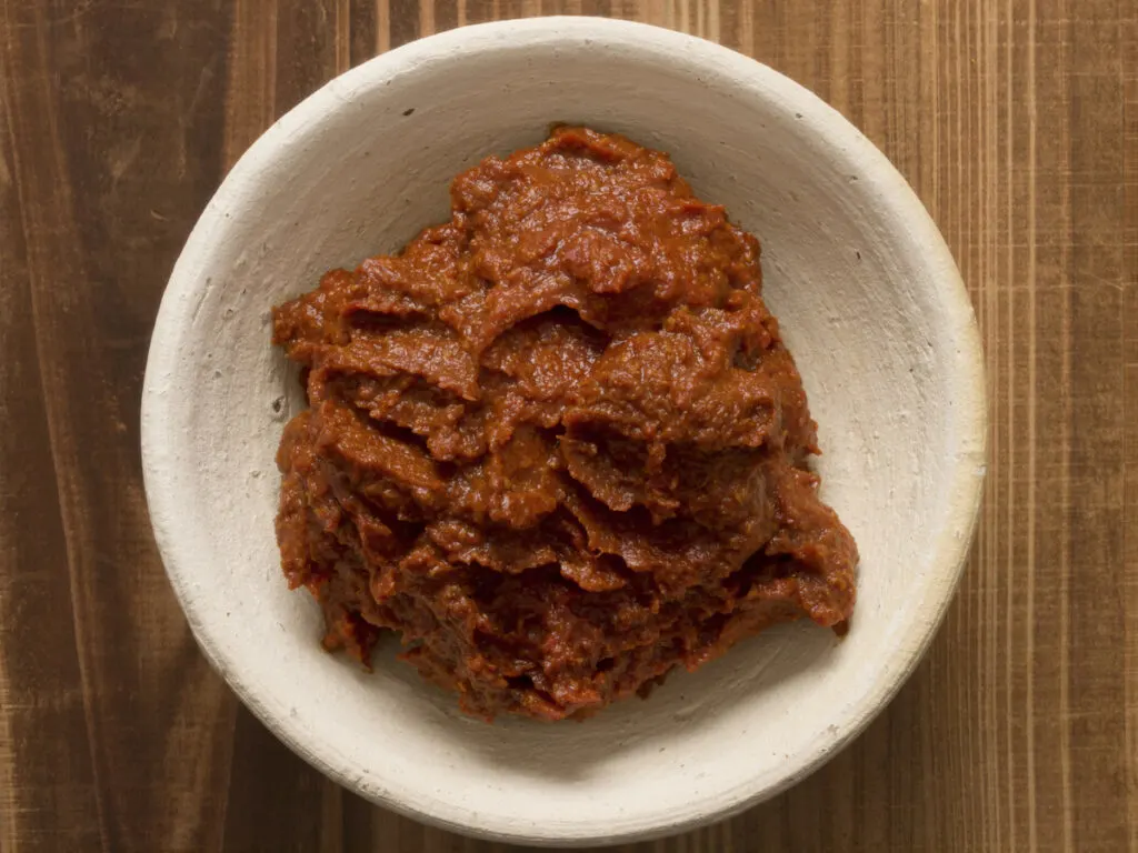A bowl of thicker Thai Red Curry Paste.