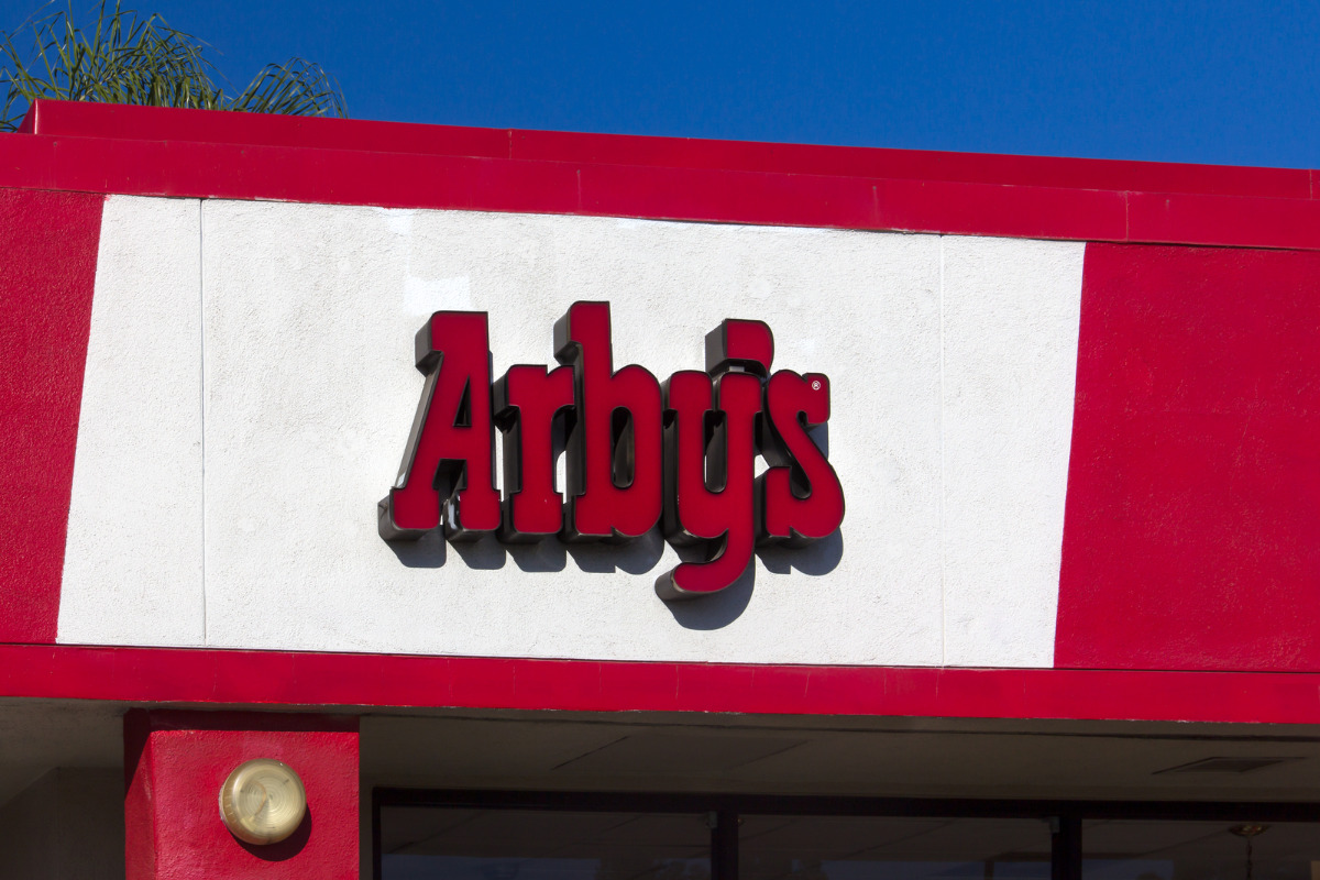Front sign of an Arby's restaurant.