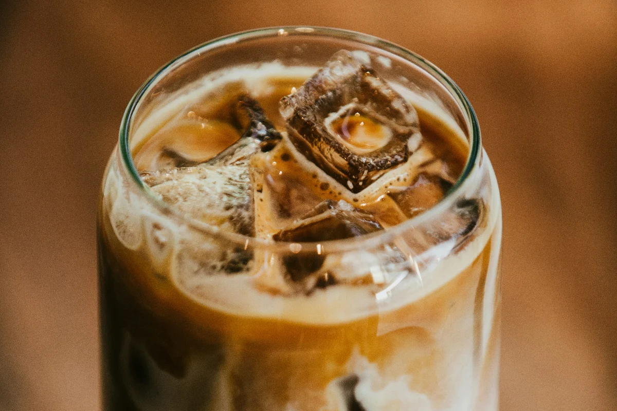 A iced latte with a Toasted Almond Shot.