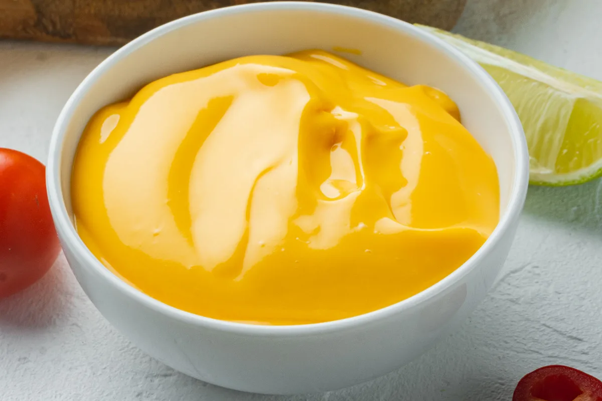 A sauce bowl of Auntie Anne's cheese dip.