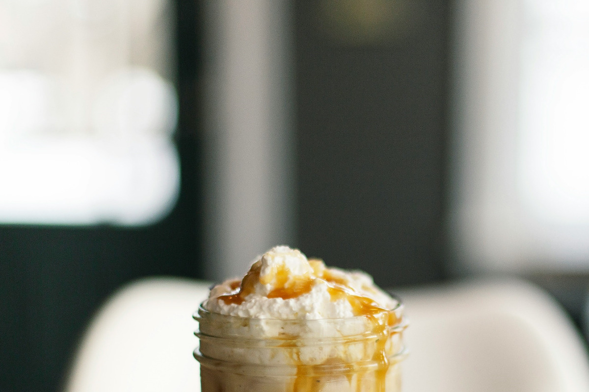 A Dunkin' Donuts latte mixed with Peanut Butter Cup Swirl.